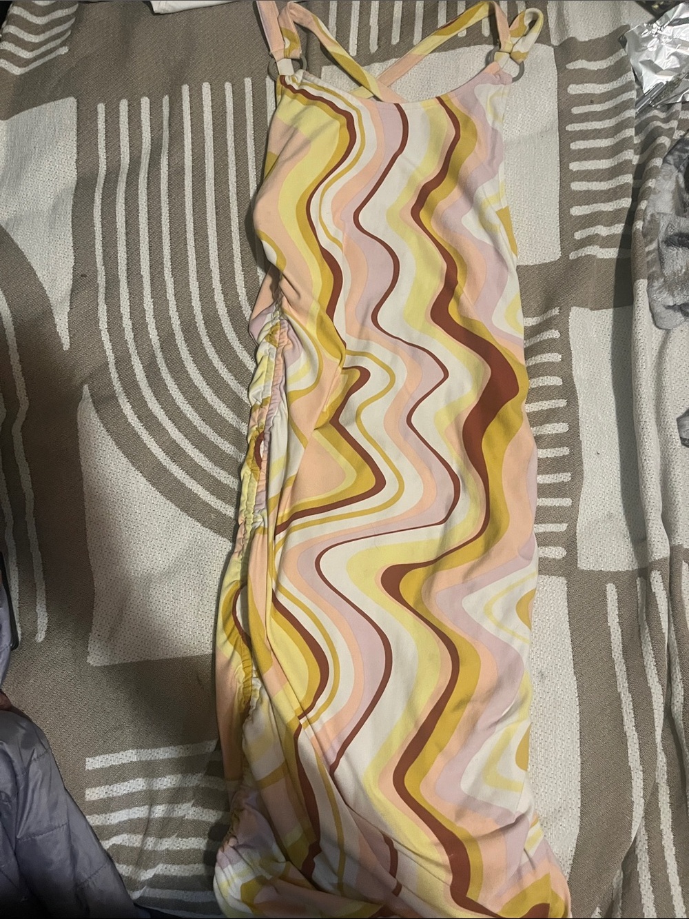No Boundaries Yellow, Pink & Cream Wavy Maxi Skirt